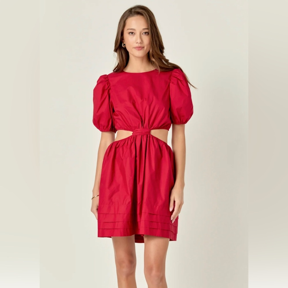 Red short dress with cut out